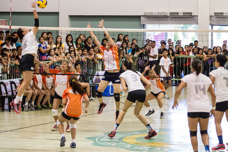 The Dasmarinas female team faces off against the Amihan volleyball superstars
