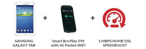 Galaxy Tab - Smart Bro 4G Pocket WiFi - 1MBPs Speedboost