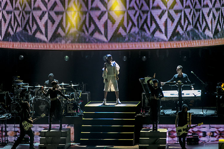 Rihanna performs onstage at the Mall of Asia Arena