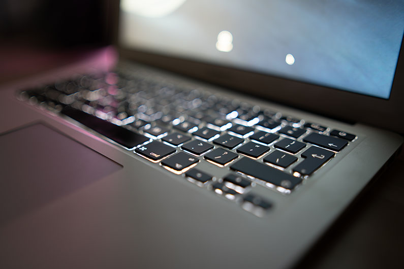 Closeup of laptop keyboard