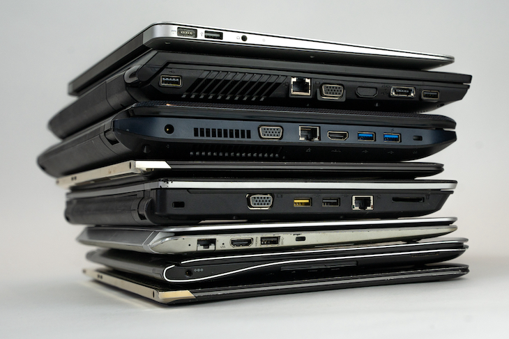 Stack of laptops