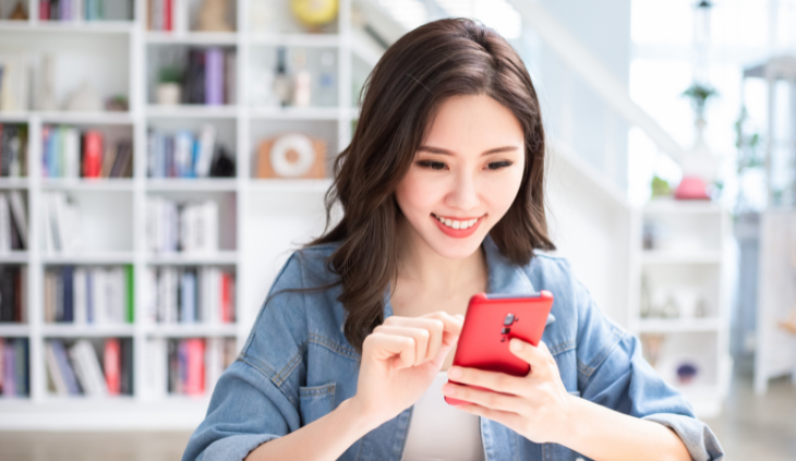 Young woman working in home office